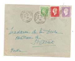 Enveloppe  De ST SEVERE  INDRE 1945 /80C MAZELIN  50C ET 1 FR DULAC - Sonstige & Ohne Zuordnung