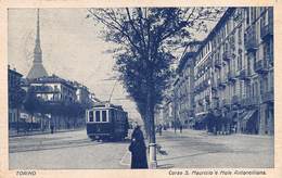 09157 "TORINO - CORSO S. MAURIZIO E MOLE ANTONELLIANA"  ANIMATA, TRAMWAY NR G. CART SPED 1927 - Mole Antonelliana