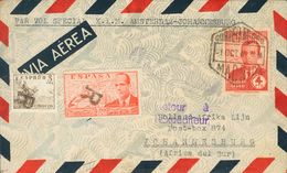 Sobre 991, 916, 940. 1947. 4 Pts Rojo, 20 Cts Naranja Y 5 Cts Sepia. Correo Aéreo De MADRID A JOHANESBURGO (SUDAFRICA).  - Andere & Zonder Classificatie