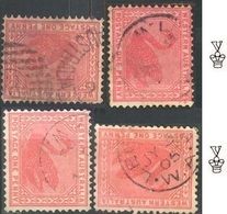 Australie, Western Australia, 8 # Nuances Du 1p. Rose, Fil. Vcrown & CrownA Black Swan Cygne (2 Scans) - Used Stamps