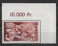 Sarre P.A. N° 13 Coin De Feuille ** Cote YT 230€ - Poste Aérienne