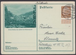 P 192/2 "Baden-Baden", Wertzeichen überklebt, "Drucksache", 21.2.38 - Postkarten