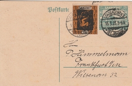 Sarre Entier Postal Saarbrücken Pour L'Allemagne 1923 - Entiers Postaux