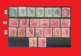 Australie, Western Australia, 22 Stamps, Nuances Du 1p. Carmine & 2p Gris Cygne Noire Black Swan - Used Stamps