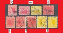 Australie, Western Australia, 9 # Nuances Du 1p. Rose & 2p. Jaune Black Swan Cygne - Used Stamps