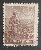 1911 - 1915, Farmer And Rising Sun, Republica, Argentina, Used - Gebruikt