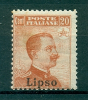V9227 ITALIA OCCUPAZIONI EGEO LIPSO 1917 Senza Filigrana Sovrastampato, MH* S. 9, Val. Cat. € 120, Buone Condizioni (MC) - Aegean (Lipso)