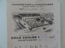 MONTLUCON (Allier) 1933 Emile SOULIER Mandat De La Manufacture De Chaussures - 1900 – 1949