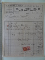 MONTLUCON (Allier) 1949 H. AUSSERRE Grossiste Confiserie & Produits Alimentaires En Gros Huile, Nouilles, Coquilles - 1900 – 1949