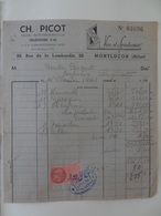 MONTLUCON (Allier) 1942 Ch. PICOT Vins Et Spiritueux Vermouth, Grenadine, Citron, - 1900 – 1949