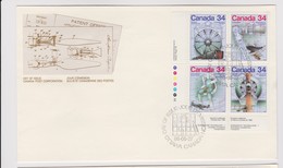 CANADA  1986:  Bloc De 4 De Se-tenant Sur FDC - Cartas & Documentos