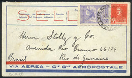 ARGENTINA: 19/AP/1929 Buenos Aires - Rio De Janeiro (Brazil): Airmail Cover Flown By C.G.A. Franked With 25c., Arrival B - Other & Unclassified