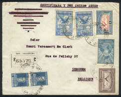 ARGENTINA: 12/AU/1929 Buenos Aires - Belgium: Registered Airmail Cover With Nice Postage Of 2.72P, Very Fine Quality! - Other & Unclassified