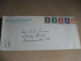 HOUSE OF COMMONS 1954 To Bowmanville 5 Stamp FDC Cancel Cover CANADA - Storia Postale