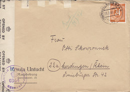 Germany Alliierte Besetzung URSULA UNTUCHT, MAGDEBURG 1947 Cover Brief HERDINGEN P.C. 90 OPENED BY EXAMINER '4085' Label - Briefe U. Dokumente