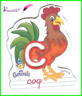 Magnet Pochoir GERVAIS L'Alphabet De La Ferme Animaux Fruits Produits " Le C De Coq " - Letters & Digits