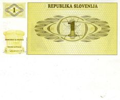 Billet De Banque De La République De La Slovénie 1 Tolar Type 1990/1992 Neuf - Slovénie