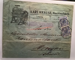 Deutsches Reich Mi 48 PERFIN „KK“ KARL KRAUSE MASCHINENFABRIK Werbung Brief „LEIPZIG ANGER ROTTENDORF 1900“ (machine - Storia Postale