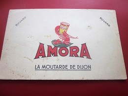 MOUTARDE AMORA COUVERCLA MIROIR   - BUVARD Collection Illustré Publicitaire Publicité Alimentaire Moutarde - Senf