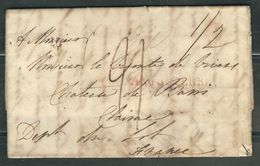 GRANDE BRETAGNE 1822 Marque Postale Taxée S/Lettre Entière Curçive Rouge Angleterre Pour Le Lot - ...-1840 Préphilatélie
