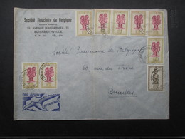 TIMBRES (V1905) CONGO BELGE (12 Vues) ENVELLOPPE VERS BRUXELLES COMPRENANT 9 TIMBRES - OBLITERATION ELISABETHVILLE - Otros & Sin Clasificación