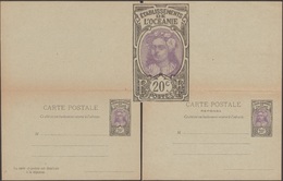 Océanie Française 1922. Carte, Entier Postal Avec Réponse Payée à 20 C. Tahitienne. Jeune Fille, Fleurs Dans Les Cheveux - Covers & Documents