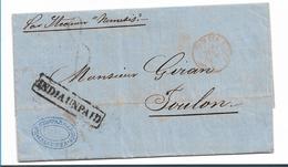 IB061 / INDIEN (Brit.) Calcutta 1838 INDIAUNPAID Nach Toulon, Frankreich - ...-1852 Préphilatélie