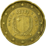 Malte, 20 Euro Cent, 2008, TTB, Laiton, KM:129 - Malta