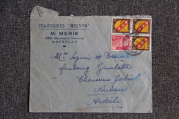 Timbre Sur Lettre Publicitaire - MARSEILLE, M.MERIK , Chaussures " MELVYN". - Textile & Vestimentaire