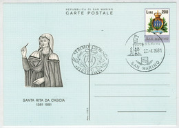 CARTOLINA POSTALE    SANTA   RITA  DA  CASCIA      F.C.D.           (NUOVA) - Briefe U. Dokumente