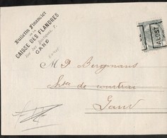 Grand Fragment De Feuille Affranchie Avec Un Timbre Préoblitéré Envoyée D'Alost Vers Gand En 1902 - Roller Precancels 1900-09