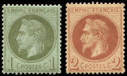 ** EMPIRE LAURE - 25 Et 26A, 1c. Bronze Et 2c. Rouge-brun T I, Bon Centrage, TB/TTB - 1863-1870 Napoléon III Lauré