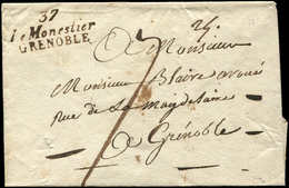 Let OBLITERATIONS PAR DEPARTEMENTS - 37/ISERE Cursive 37/Le Monestier/GRENOBLE Sur Env., TB - 1849-1876: Période Classique