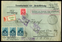 SZOMBATHELY 1939. Ajánlott Levél Az USA-ból Visszaküldve, érdekes Darab!  /  Reg. Letter Returned From USA Intr. - Lettres & Documents