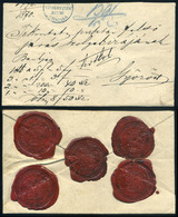 GYŐR 1870. Szép értéklevél , Győr Város Törvényszéke Viasz Peszétekkel  /  Nice Money Letter Wax Seal - Oblitérés