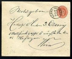 SZENTHUBERT 1891. Díjjegyes Boríték Szép Bélyegzéssel Bécsbe Küldve  /  Stationery Cov. Nice Pmk To Vienna - Oblitérés