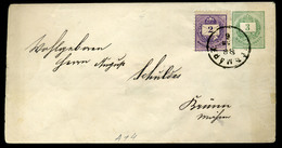 KÉSMÁRK 1888. 2Kr-al Kiegészített 3Kr-os Díjjegyes Boríték Brünn-be Küldve.  /  2 Kr Uprated 3 Kr Stationery Cov. To Brü - Oblitérés