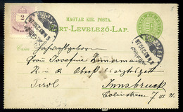 BUDAPEST 1897. 2Kr (elfogazott) Kiegésztett 3Kr-os Díjjegyes Levlap Innsbruckba Küldve  /  2 Kr (special Perforation) Up - Oblitérés