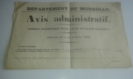 VP14.739 - MORBIHAN - Empire - VANNES 1862 - Affiche 44 X 54 - Avis Administrarif - Vente D'une Maison Située à GUEMENE - Affiches