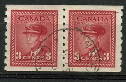 Canada 1943 3 Cent King George VI War Issue #265 Coil Pair - Otros & Sin Clasificación