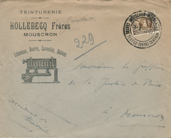 897/28 - Lettre + Contenu TP Képi MOUSCRON MOESCROEN 1932 - Entete Illustrée Teinturerie Hollebecq Frères - 1931-1934 Mütze (Képi)