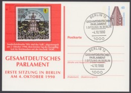 P 129, Zudruck "Gesamtdeutsches Parlament", Pass. Sst. - Cartoline - Usati