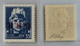 REPUBBLICA SOCIALE - 1944 - GNR Verona - 35 Cent (476a) Con Soprastampe Capovolte - Gomma Originale - Oliva (950) - Sonstige & Ohne Zuordnung