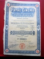 1924- PATHé CINÉMA Pathé FRÈRES Action 100fr Titre Thème Cinéma Théâtre-Action & Title Cinema-Theater-SCRIPOPHILIE - Cinema & Teatro