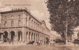 1027  "TORINO - STAZIONE DI PORTA NUOVA"  ANIMATA, CARROZZE, AUTO.  CART  NON SPED - Stazione Porta Nuova