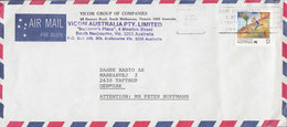 Australia AIR MAIL Par Avion VICOM GROUP , MELBOURNE VIC. 1988? Cover Brief TAASTRUP Denmark 1$ Living Together - Storia Postale