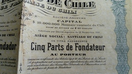 BANQUE FRANCAISE DU CHILI 1917 BONS AU PORTEUR - Zonder Classificatie