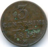 LOMBARDIA 3 CENTESIMI 1852 M - Oostenrijks Bestuur