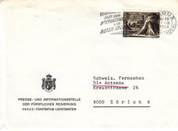 Croix Rouge - Liechtenstein - Lettre De 1964 - Oblit  Vaduz - Exp Vers Zürich - Cachet Pub Aide Croix Rouge - Storia Postale