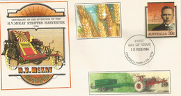 Invention De La 1 ère Moissonneuse-batteuse Par L'Australien H.V McKay En 1880. Entier Postal Sunshine Harvest AUSTRALIA - Storia Postale